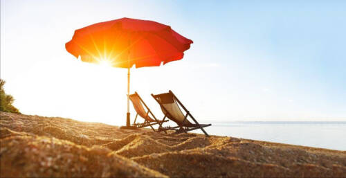 Beach chair and umbrella